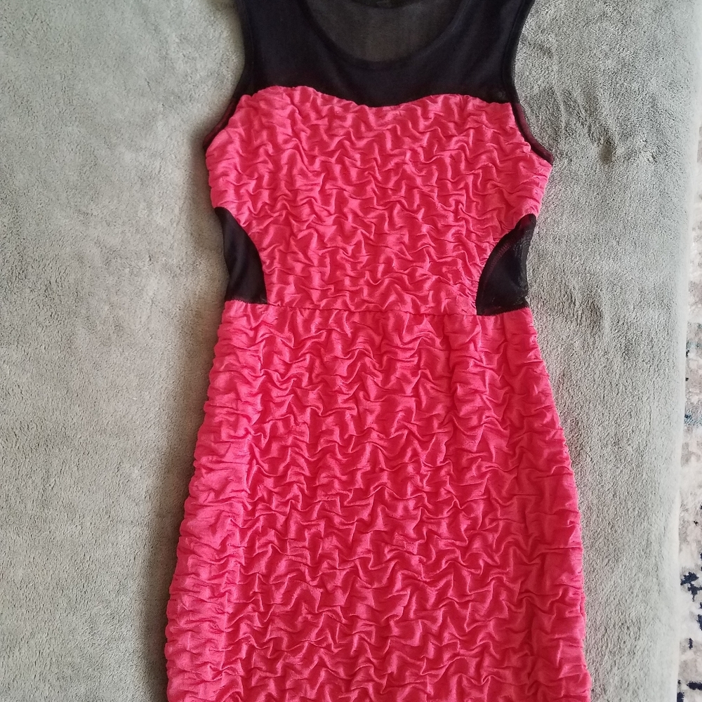 Pink mini dress with mesh